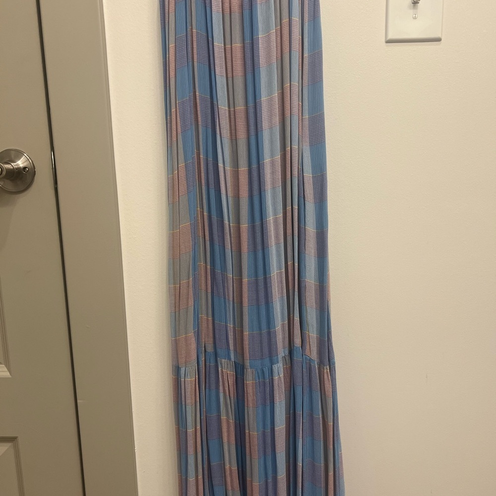 Blue and Pink Striped Maxi Dress